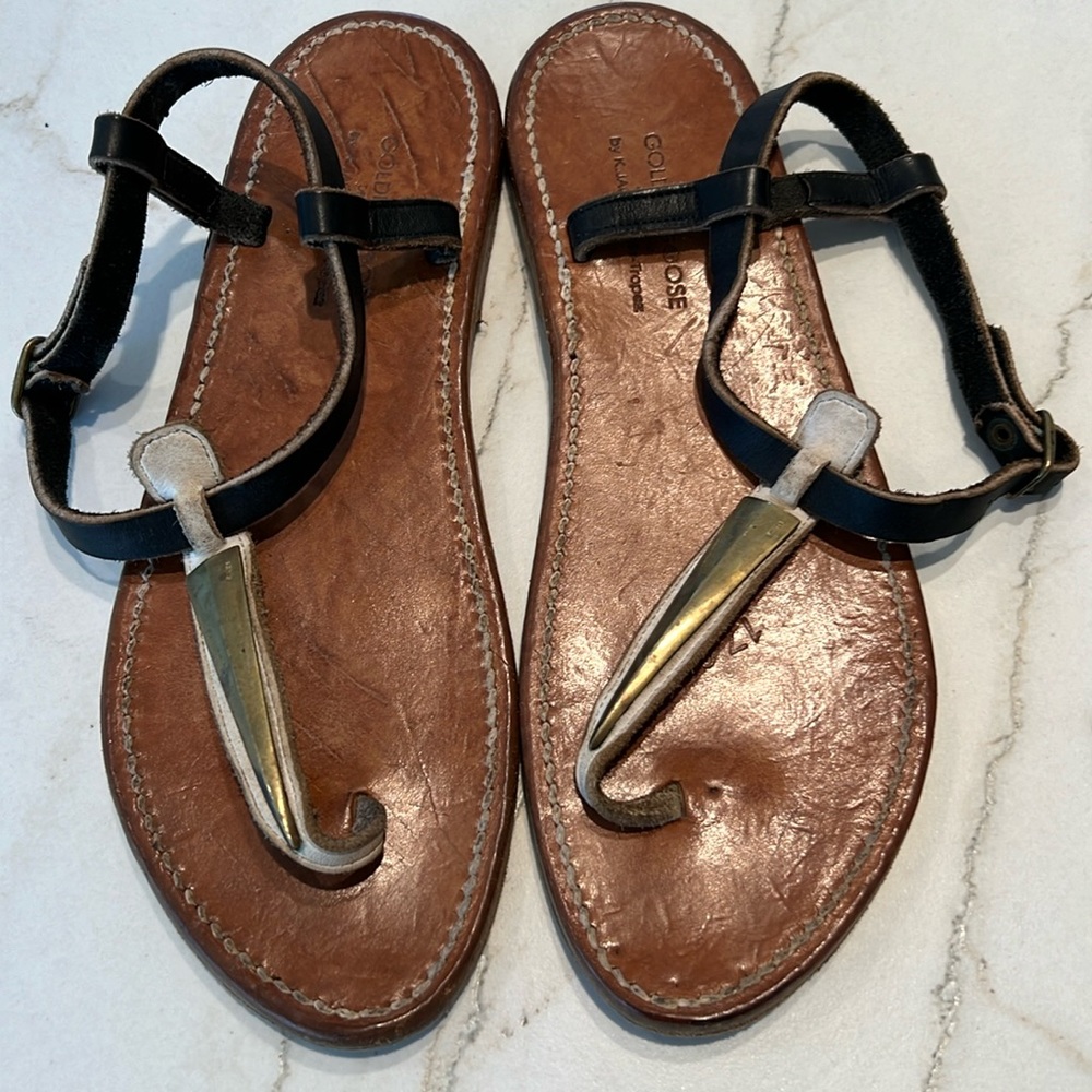 Golden Goose Distressed Thong Sandals (Size 38)